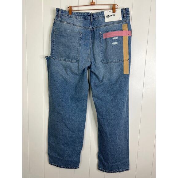 One Teaspoon Free People Smiths Low Waist Wide Leg Denim Jeans NWOT SZ 34 - Picture 8 of 14